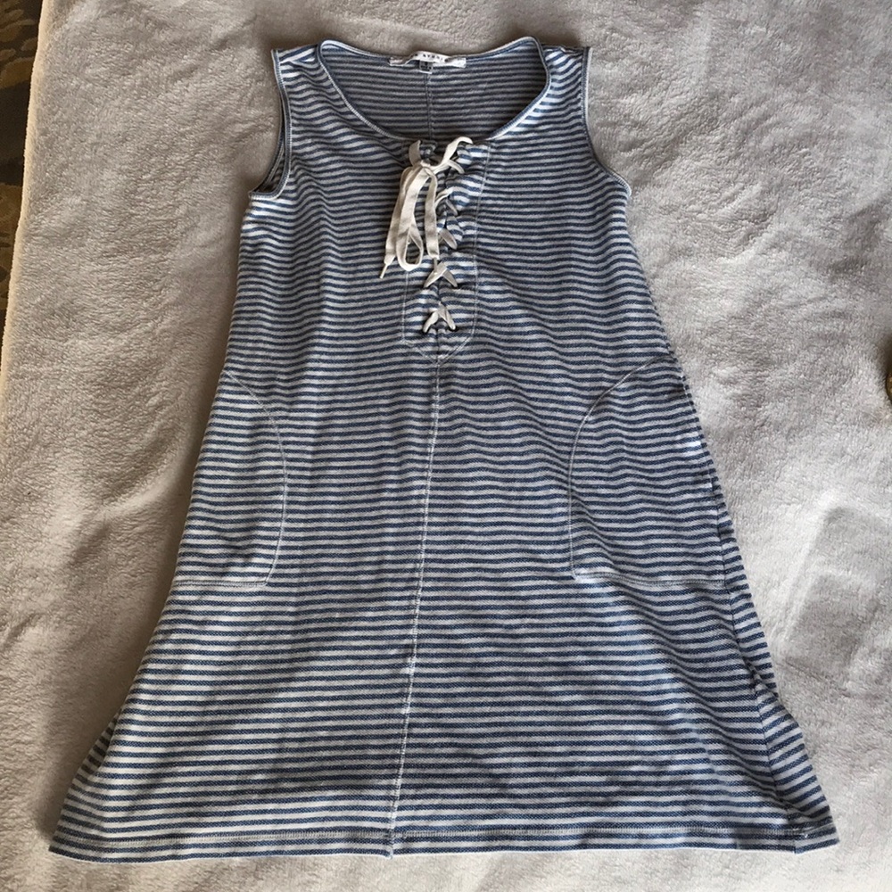 Max Studio Striped Cotton Casual Dress Lace Up